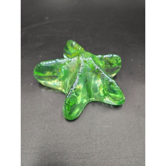 Iridescent Green Glass Starfish Paperweight - Picture 2 of 7